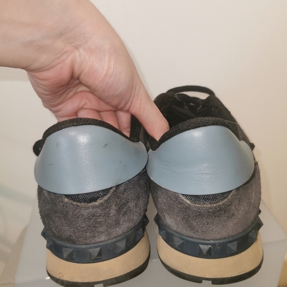 Valentino navy blue denim and leather Rockstead sneakers European s10 - Picture 3 of 12